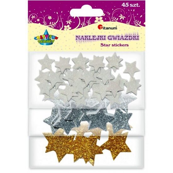 Kalėdinė dekoracija-lipdukai “Žvaigždės” 45vnt. putgumė, TITANUM
