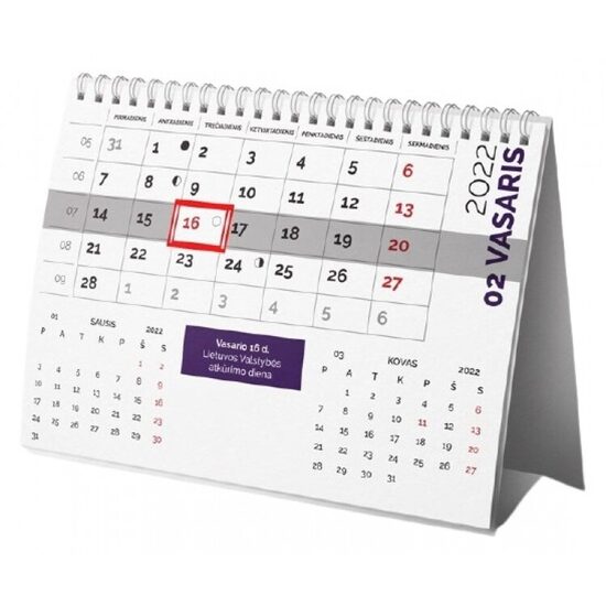 Kalendorius-trikampis 2026m., su slankiojančiu langeliu