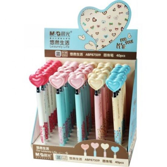 Tušinukas ABP87572 Širdelė, 0,5mm, automatinis, mėlynas, M&G