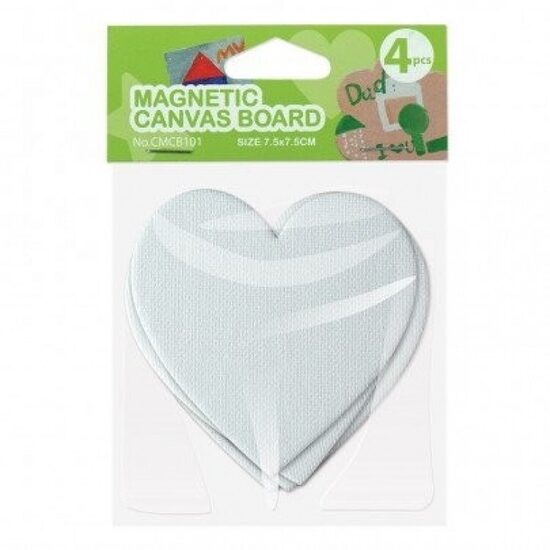 Drobė ant kartono 7.5×7.5cm su magnetais Širdelė 4vnt. Phoenix