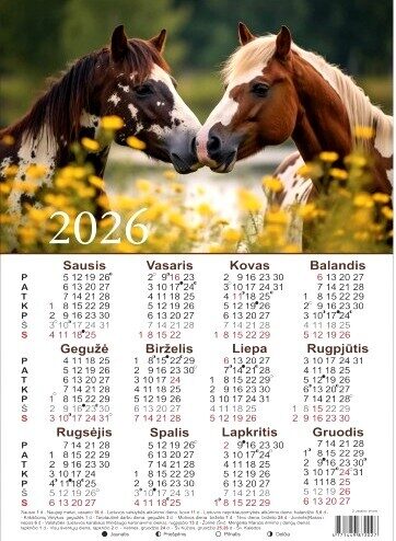 Kalendorius A3 formato, 2026 m.