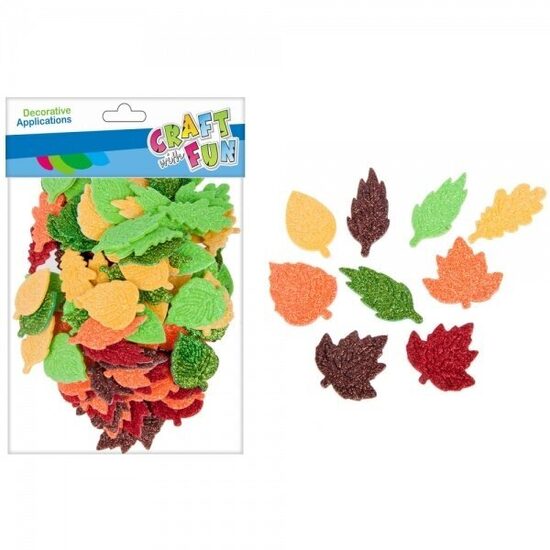 Dekoratyviniai lipdukai iš putgumės su blizgučiais "Medžių lapai", 120 vnt. CRAFT-FUN