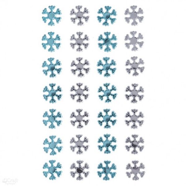 Lipnūs kristalai SNOWFLAKES BLUE&CRYSTAL 28vnt