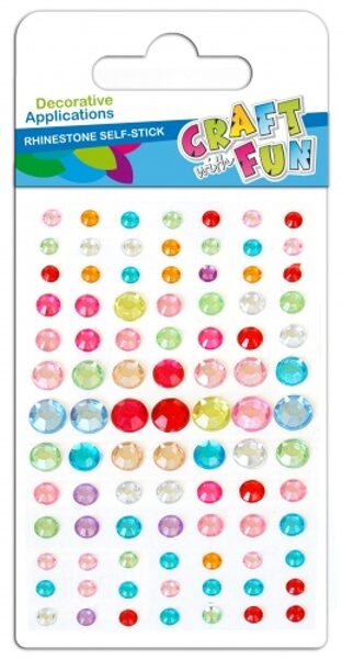 Lipnūs dekoratyviniai kristalai CRAFT-FUN, įvairių spalvų ir dydžių, 90 vnt.