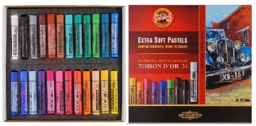 Spalvota EKSTRA sausa pastelė "Toison D'or" Koh-I-Noor, 24 spalvų