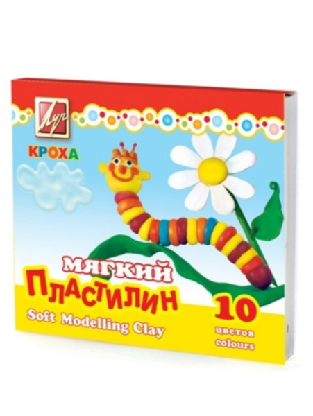 Plastilinas vaško pagrindu, minkštas "Kroha" LUČ, 10 spalvų
