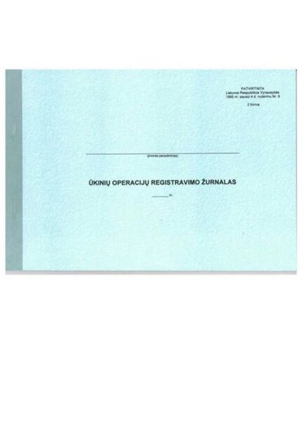 Ūkinių operacijų registravimo žurnalas F-2 I