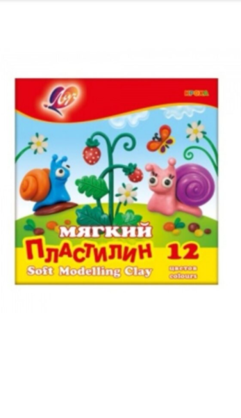 Plastilinas vaško pagrindu, minkštas "Kroha" LUČ, 12 spalvų
