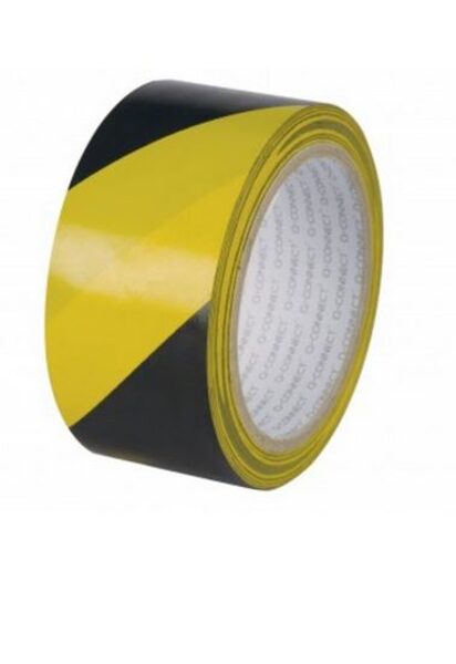 Signalinė juosta 48mm x 20m, juoda/gelt., lipni