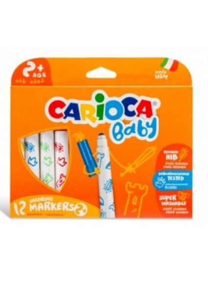 Flomasteriai "BABY MARKERS 2+" CARIOCA 12 spalvų