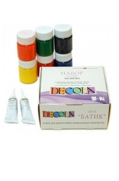 Akrilinių dažų rinkinys šilkui 6sp. 50ml, "BATIK" DECOLA