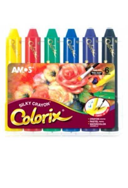 Šilkinės kreidelės trys viename "Colorix Silky Crayon" AMOS, 6 spalvų