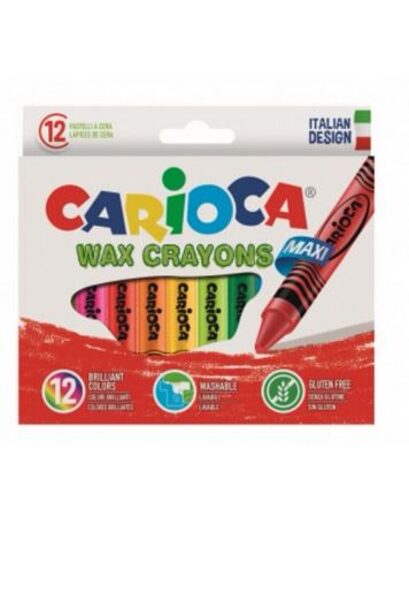 Vaškiniai pieštukai JUMBO CARIOCA, 12 spalvų
