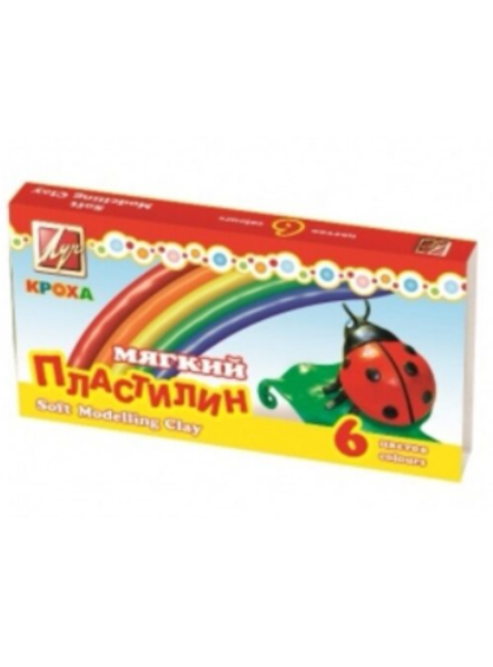 Plastilinas vaško pagrindu, minkštas "Kroha" LUČ, 6 spalvų