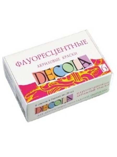Fluorescentinių akrilinių dažų rinkinys "DECOLA", 6 spalvų
