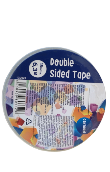 Lipni juostelė Centrum, 18mmx6,3m, dvipusė 