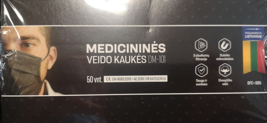 Medicininė veido kaukė,  juoda