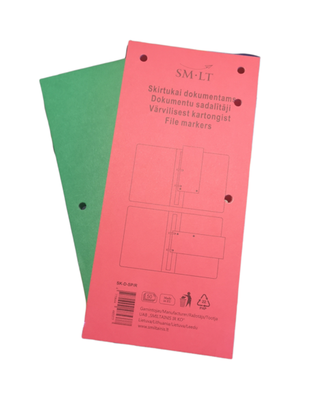 Skirtukai dokumentams SMLT kartoniniai 11x23,5cm 50vnt. 