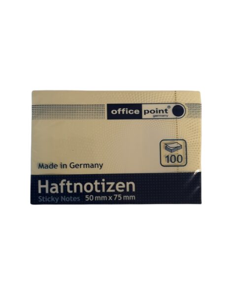 Lipnūs lapeliai geltoni 75x50mm, 100 lapelių "Office Point"