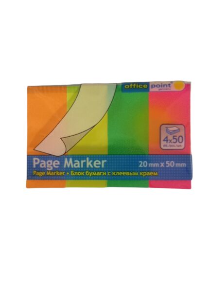 Lipnūs lapeliai-indeksai NEONINIAI 20x50mm, 50 lapelių "Office Point"