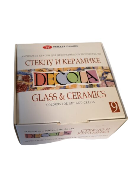 Akrilinių dažų rinkinys stiklui ir keramikai "DECOLA" 9 spalvų
