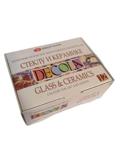 Akrilinių dažų rinkinys stiklui ir keramikai "DECOLA" 12 spalvų