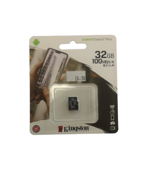 MICRO SD kortelė 32 GB, Kingston 100mb/s