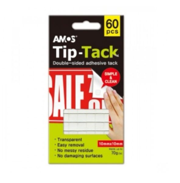 Dvipusės lipnios pagalvėlės (plastilininiai klijai) TIP-TACK AMOS, 60 vnt., skaidrios