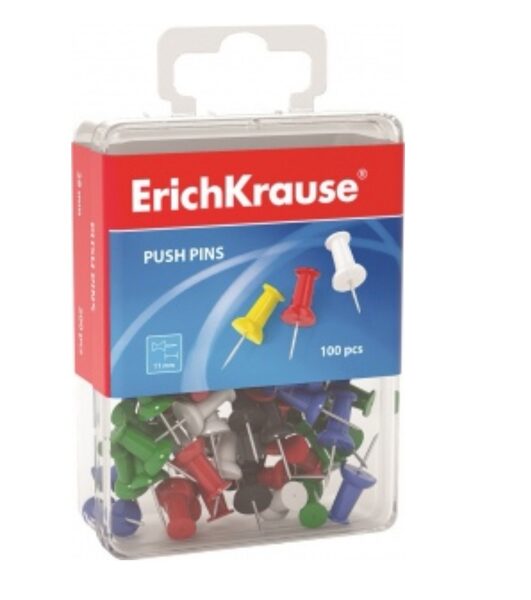 Smeigtukai kamštinei lentai spalvoti 100vnt, ErichKrause