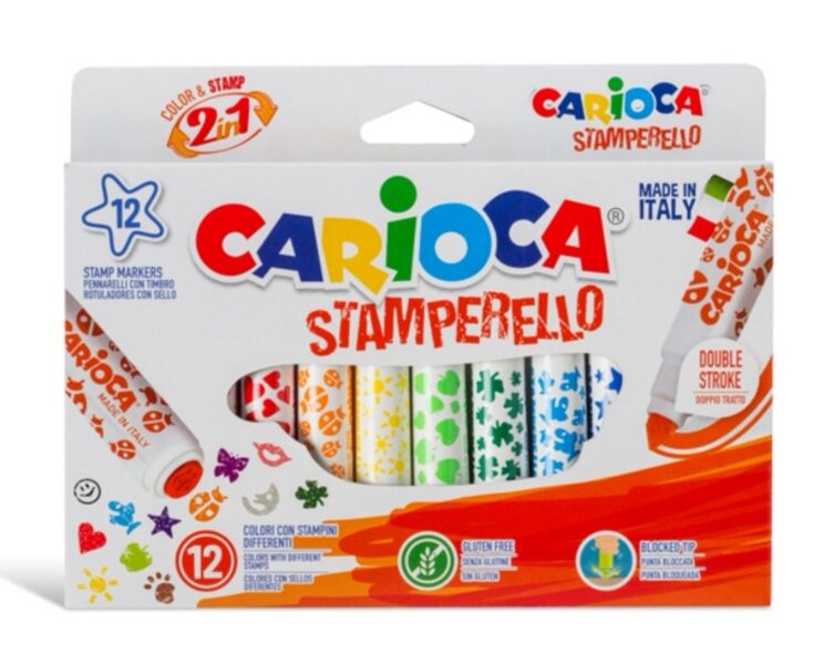 Flomasteriai-antspaudėliai CARIOCA 12 spalvų