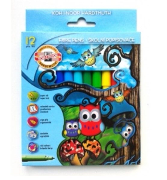Flomasteriai mokykliniai Koh-I-Noor, 12 spalvų