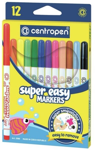 Flomasteriai "Super EASY" Centropen, 12 spalvų