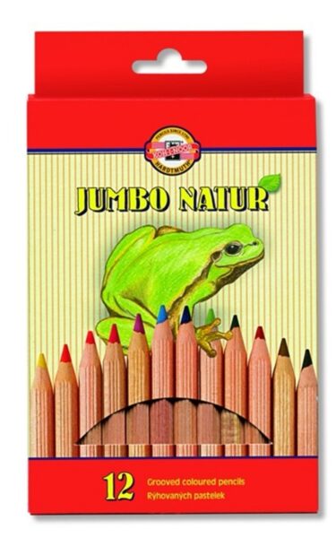 Spalvoti pieštukai storu korpusu "JUMBO NATUR" Koh-I-Noor, 12 spalvų