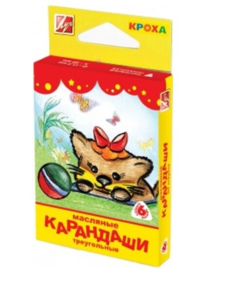 Aliejiniai tribriauniai pieštukai "Kroha" LUČ, 6 spalvų