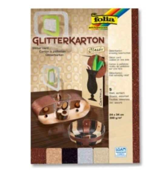 Dekoratyvinis kartonas "Glitter" su blizgučiais, 1 lapas FOLIA
