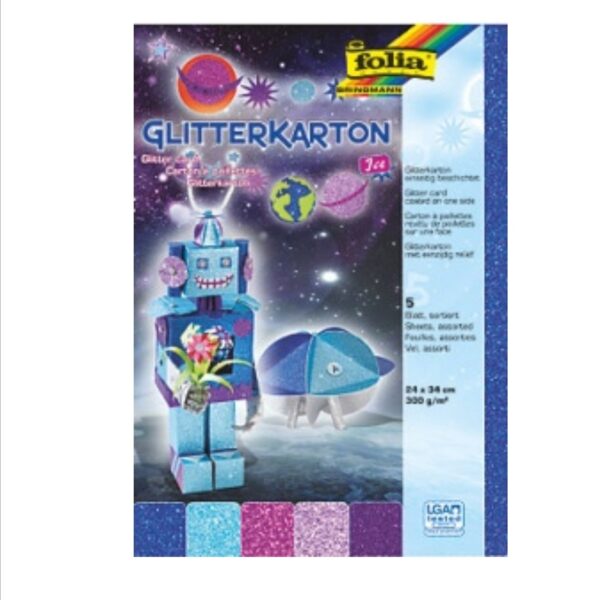 Dekoratyvinis kartonas "Glitter Ice" su blizgučiais, 1 lapas FOLIA