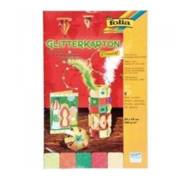 Dekoratyvinis kartonas "Glitter Oriental" su blizgučiais, 1 lapas, 230 gr. FOLIA