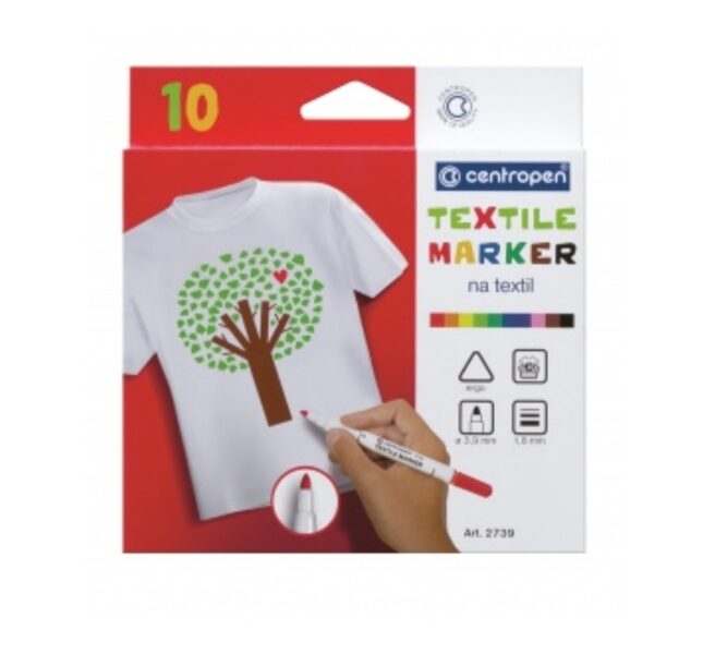 Žymeklių rinkinys tekstilei 2739 Centropen, 10 spalvų