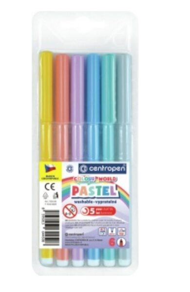 Flomasteriai Color World PASTEL Centropen, 6 spalvų