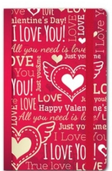 Užrašų knygutė su guma, A6, 100l, linija, HEARTS