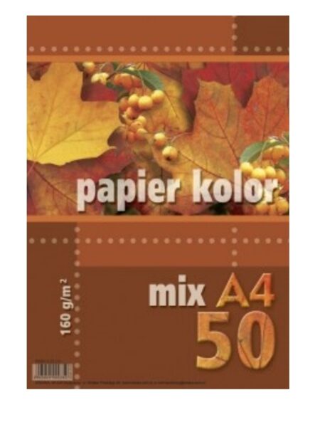 Popierius spalvotas A4, 160gr., 50 lapų (įvairių spalvų)
