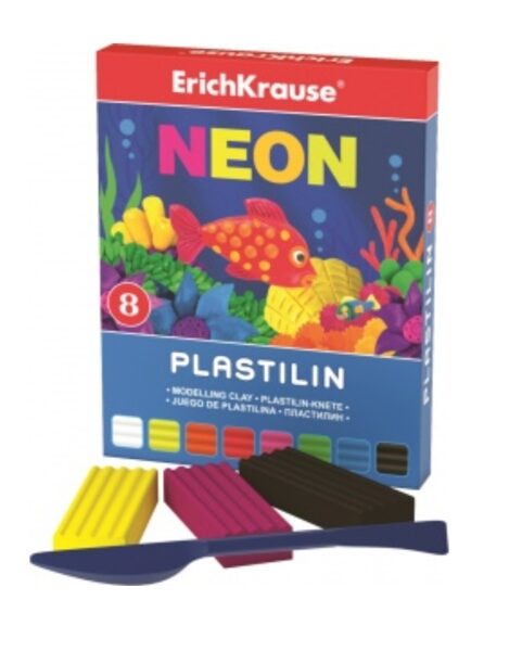Plastilinas "NEON" ErichKrause, 8 spalvų