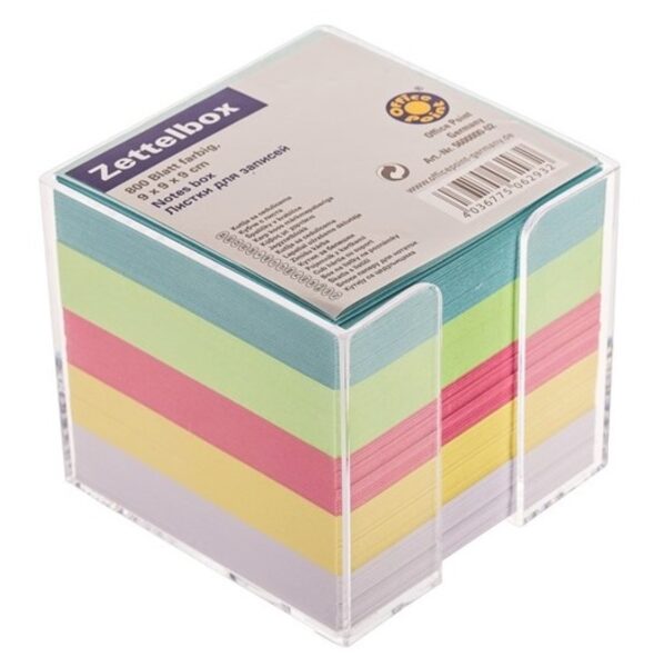 Lapeliai užrašams spalvoti 85x85mm, 800 lapelių "Office Point", dėžutėje