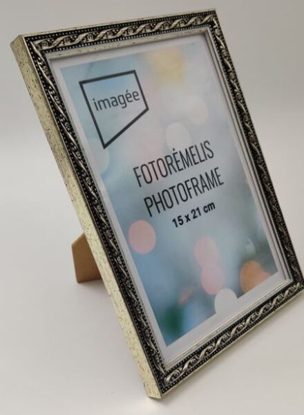 Rėmelis 15x21 plast VF3731 INDIA juodas su sidabru 15 mm
