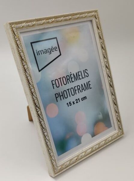 	Rėmelis 15x21 plast VF3733 INDIA baltas su auksu 15 mm