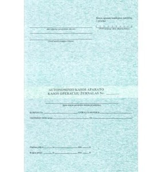 Autonominio kasos aparato kasos operacijų žurnalas A4 vertikalus