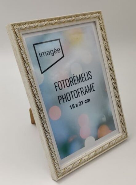 	Rėmelis 21x30 plast VF3733 INDIA baltas su auksu  15 mm