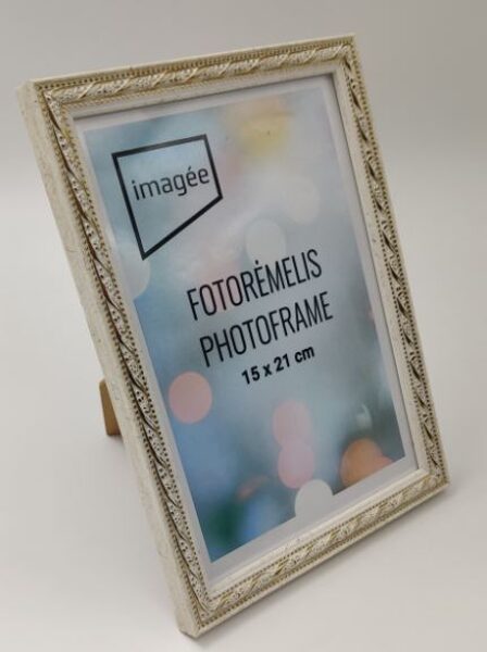 	Rėmelis 30x40 plast VF3733 INDIA baltas su auksu  15 mm