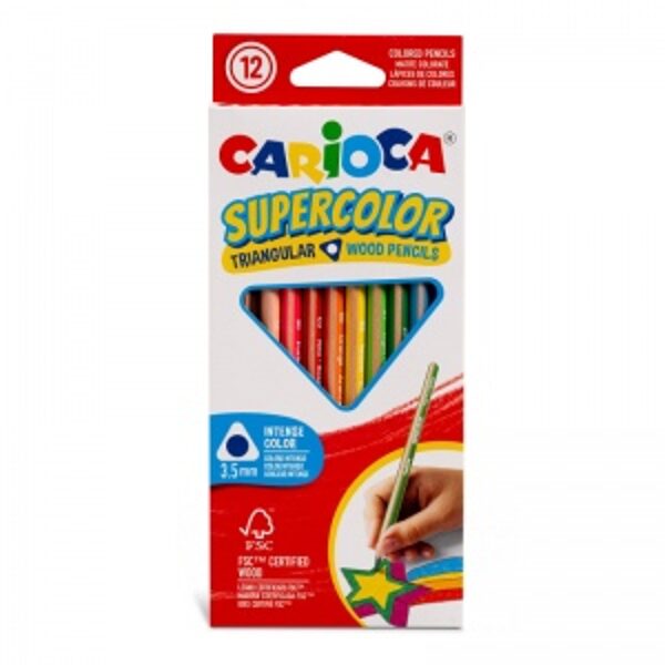Pieštukai spalvoti Carioca Supercolor tribriauniai 3 mm 12 spalvų