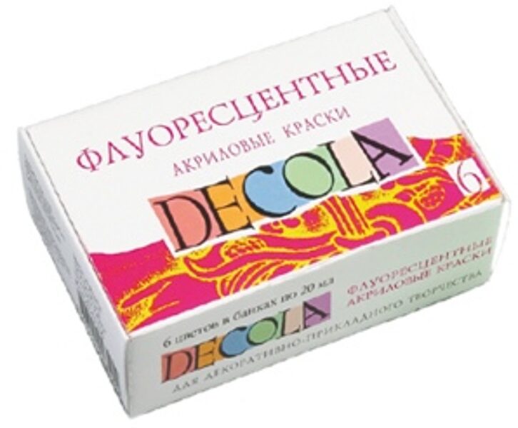 Fluorescentinių akrilinių dažų rinkinys "DECOLA", 6 spalvų